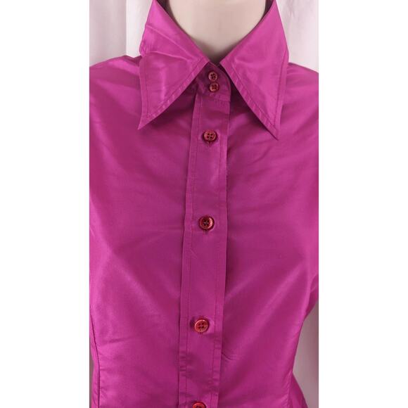 ETRO Pink Fuchsia Silk Button Women's Toop sz 40 Milano - Picture 3 of 9